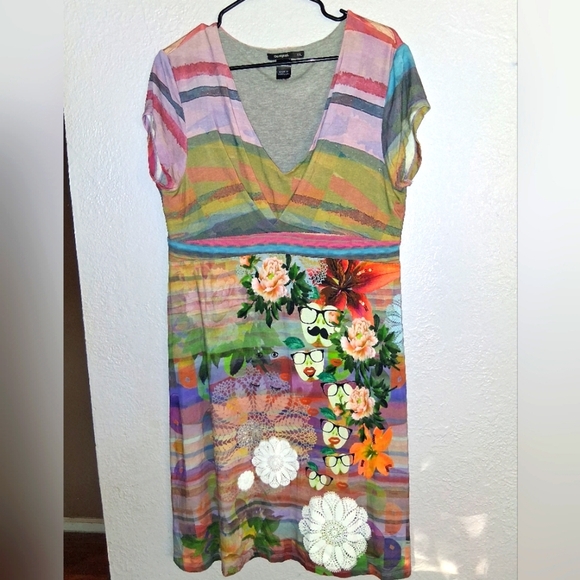 Desigual Unique Rare Colorful Art To Wear Midi Dress XXL - Picture 1 of 6